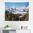 thumbnail image 1 of Wyoming Tapestry, Leigh Lake Landscape with Sky and Reflections on Calm Water, Fabric Wall Hanging Decor for Bedroom Living Room Dorm, 2 Sizes, Olive Green and Sea Blue, by Ambesonne, 1 of 1