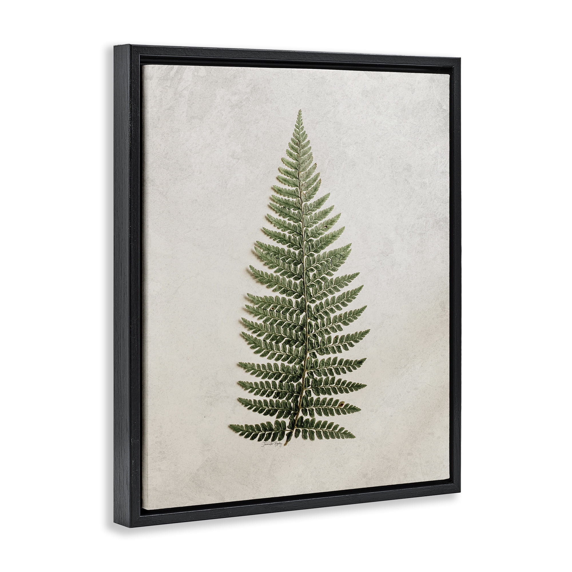 Stupell Industries Detailed Fern Leaf Botanical & Floral Painting Black Floater Framed Art Print Wall Art, 17 x 21