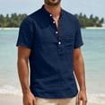 thumbnail image 6 of Guluxicc Men's Cotton V-Neck Shirts with Pocket Button Short Sleeve Shirts for Everyday Wear Summer Casual Outfits, 6 of 6