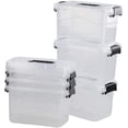 thumbnail image 1 of 5 L Plastic Storage Bin with Lid, Clear Transparent Box With Black Handles Set of 6, 1 of 6