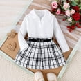 thumbnail image 6 of JAJAHO Toddler And Kids Girls Skirts Set Fall Outfit Long Sleeve Ribbed Top And Plaid Skirt 2 Piece Sets 1-5Y, 6 of 9