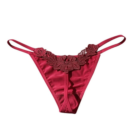 

BIZIZA Women s Thongs G-string Seamless Lingerie Low Rise Mesh Sexy Panties Deep Red M