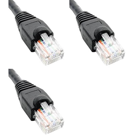 Ultra Spec Cables Pack of 3 - Black 2FT Cat6 Ethernet Network Cable LAN Internet Patch Cord RJ45 Gigabit