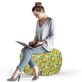 thumbnail image 2 of Summer Pouf Cover with Zipper, Continuous Doodle Style Sunflowers and Pineapples, Soft Decorative Fabric Unstuffed Case, 30" W X 17.3" L, Multicolor, by Ambesonne, 2 of 5