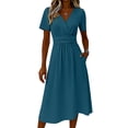 thumbnail image 5 of Cocktail Dresses for Women A-Line Mini Short Sleeve V-Neck Wrap Spring Dresses Casual Summer Beach Vacation Dress, 5 of 5