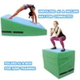 thumbnail image 2 of Gymnastics Wedge Mats 33" X 23.6" X 13.4" Folding for Home Use | Incline Mat Cheese Wedge With Zip Fastener, Waterproof Vinyl Cover, EPE Foam for Exercise, Tumbling, Yoga, Pilates, Blue Green, 2 of 7