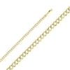 Solid 14k White and Yellow Gold 4.7MM Two Tone Curb Concave White Pave Chain Necklace With - 26 Inches