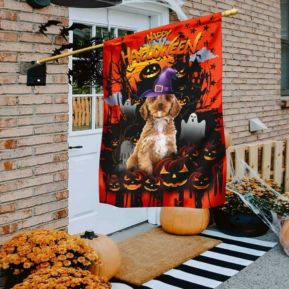 Flagwix Halloween Flag, Goldendoodle Halloween Decoration, Fall Decor, Outdoor Canvas Double-sided Printed Flag 30x40 House Flag