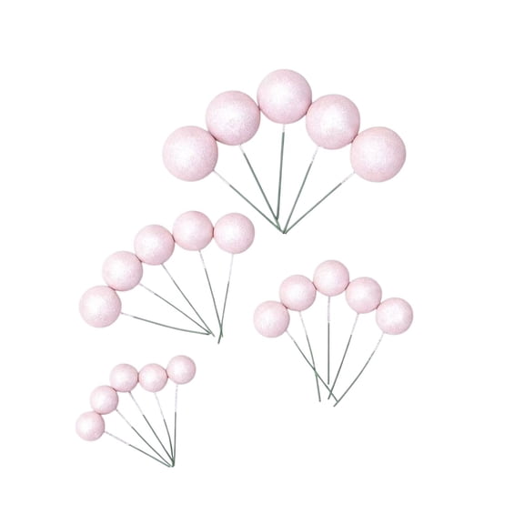 KeirineCC Baking Cake Decorations Colorful Foam Balls And Glitter Balls Birthday Cake Decorations 1 Pack Of 20 Pieces,Pink