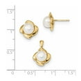 thumbnail image 2 of 14k 6-7mm White Button FWC Pearl Earring and Pendant Set in 14k Yellow Gold, 2 of 2