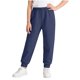 thumbnail image 1 of Pantalones largos para niños, de color liso, con cintura elástica, para niños de talla mediana y grande, informales y cómodos, de poliéster., 1 of 5