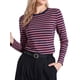 thumbnail image 4 of INSPIRAR CAMISAS A RAYAS CHIC PARA MUJERES, BLUSAS DE MANGA LARGA DE ALGODÓN, CAMISETAS AJUSTADAS DE CUELLO REDONDO, ATUENDOS CASUALES Y MODERNOS L RAYAS ROSA, 4 of 6