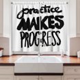thumbnail image 2 of Ambesonne Saying Kitchen Curtains, Practice Makes Progress, 55"x39", Black White, 2 of 3