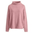 thumbnail image 4 of Comdrip Chandails Confortables pour Femmes Chandails Surdimensionnés Confortables en Tricot Col Rond Automne Chandail Tendance Tenues d'Automne Chandail Col Roulé Femmes, Rose TG, 4 of 5