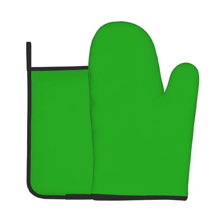 

Lukts Green Print Kitchen Heat-Resistant Gloves and Spacers 2pcs Set Suitable for Baking and Cooking