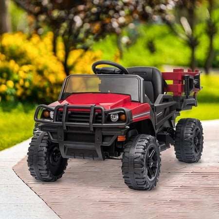 Winado 12V Ride On Truck Kids Tractor Electric Double Drive Car w/ 2.4G RC, Red