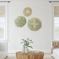 thumbnail image 5 of 3pcs Hanging Woven Wall Basket Decor, Seagrass Baskets Wall Hanging Art Craft,- Round Wicker Tray, Flat Basket for Coffee Table, Fruit, Cup Coaster Green, 5 of 7