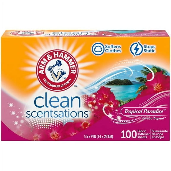 2X - Arm & Hammer Clean Scentsations Fabric Softener Dryer Sheets - Tropical Paradise 100 ct