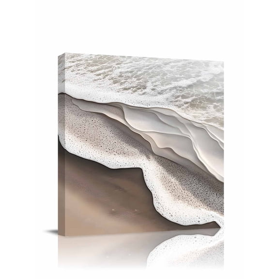 Abstract Wave Effect Canvas Wall Art, Gary Brown Gradient Beach Framed Wall Decor Modern Artwork Prints Painting for Living Room, Bedroom, Kitchen & Cafe Decor 8x8 Inch