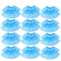 100pcs Disposable Plastic Shoe Covers Carpet Cleaning Overshoes (Blue)