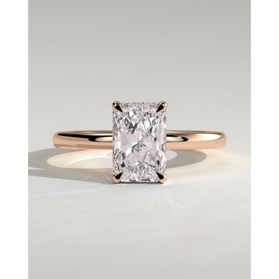 CAPRICARATS 3.00Ct Radiant Moissanite Engagement Ring, Hidden Halo, 18K Rose Gold