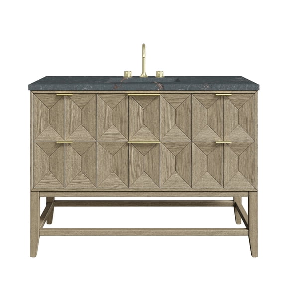 James Martin Vanities D100-V48-3Pbl Emmeline 48" Single Basin Ash Wood Vanity Set - Pebble