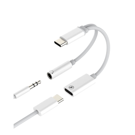USB C to 3.5mm Audio Jack Adapter for Apple Type C Charger Cable AUX Headphone Splitter for iPhone 16 Headset DAC Audio Converter for iPad Earbuds Microphone Compatible for Samsung Car Auxiliary