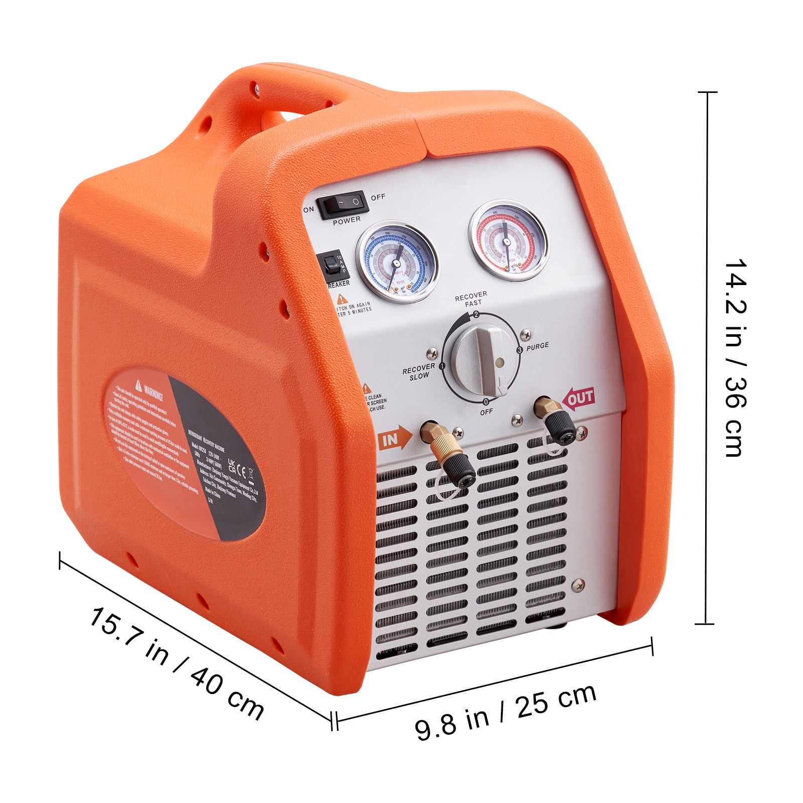 VEVOR Portable 3/4 HP Refrigerant Recovery Machine AC 120V 60Hz for Vapor Liquid Refrigerant with Self-cleaning Overcurrent Protection