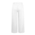 thumbnail image 3 of WIZUTIZ Slacks for Women Breathable Trendy Relaxed Fit Wide Leg Pants Spandex Elastic High Rise 7/8 Length Dress Pants Solid Drawstring with Pockets Slacks Pants for Ladies Dance Shopping White, 3 of 5