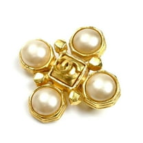 Pre-Owned CHANEL Metal Coco Mark Fake Pearl Brooch 24g for Women (Fair)