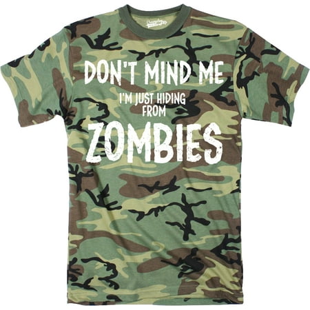 - Mens Just Hiding From Zombies Funny Full Camouflage Print T shirt