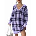 thumbnail image 1 of Robe Chandail Décontractée Automne Col en V Manches Longues Coupe Ample Motif Chaud Mini Robe Chandail Taille Unique, 1 of 8