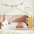 thumbnail image 3 of Euroco Metal Full Size House Bed with Storage Shelves and Lights, White, 3 of 14