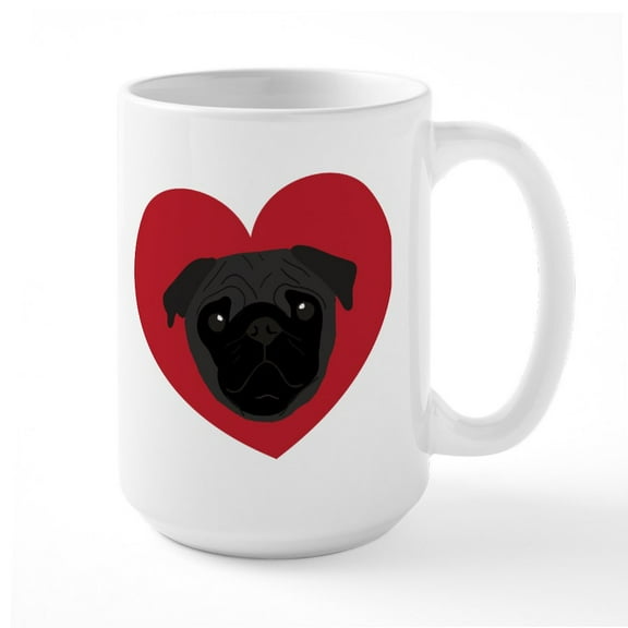 CafePress - Pug Love - 15 oz Ceramic Large White Novelty Mug