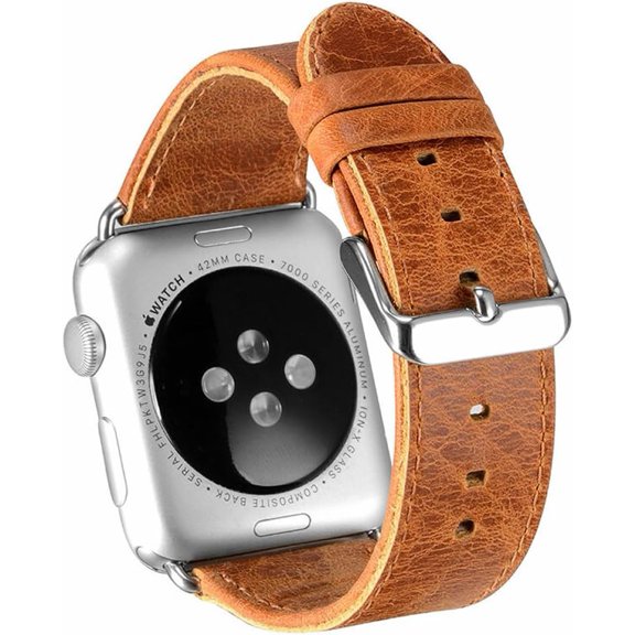 Tianle Leather Strap Compatible with Apple Watch Strap, 42mm 44mm 45mm Leather Retro Vintage Replacement Band Bracelet Compatible with iWatch Series 7/6/SE/5/4/3/2/1 Strap
