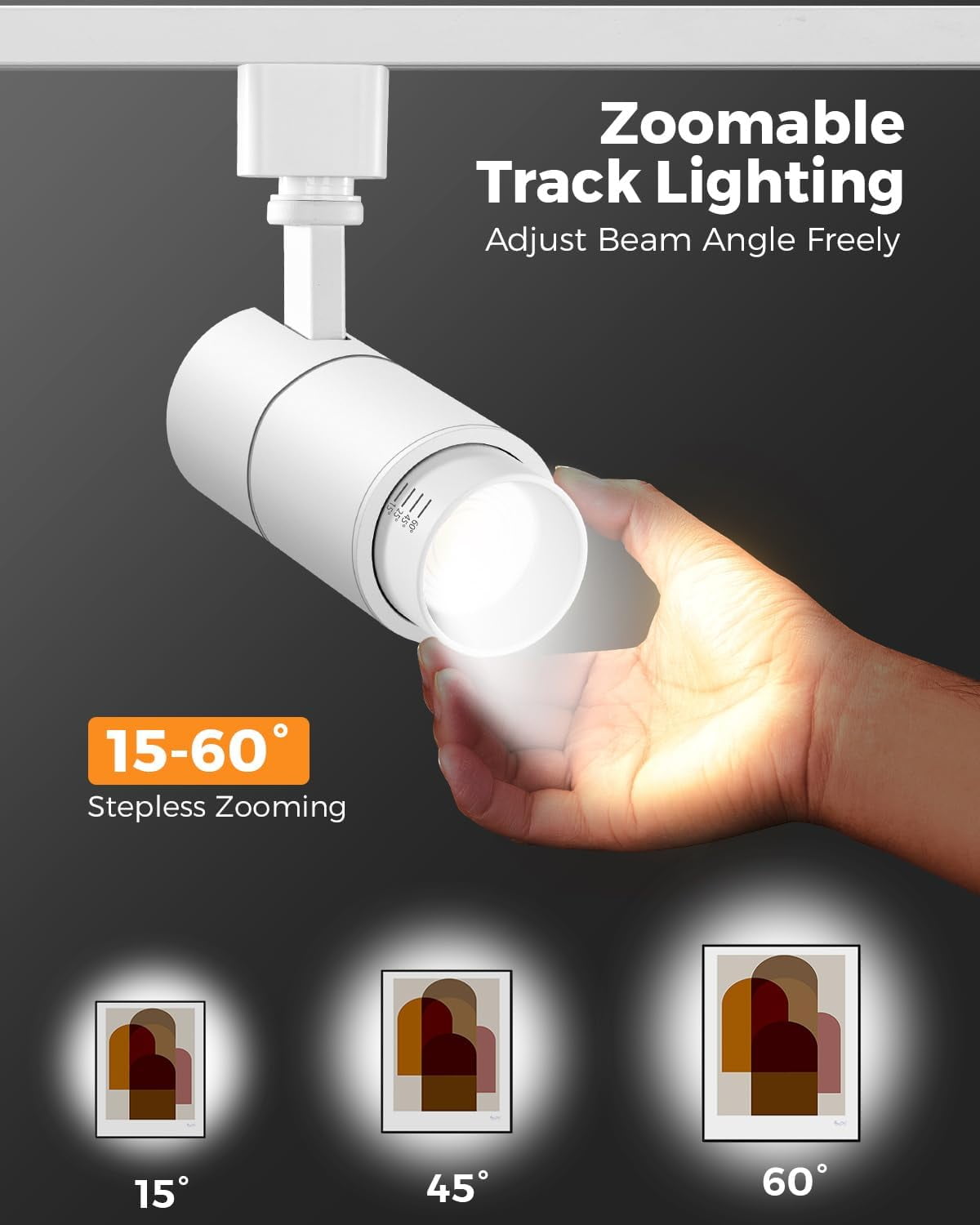 VANoopee 3-Color Zoomable 6 Light LED Track Lighting Kit with 6.6FT H Type Track Lighting Rail, Dimmable Modern Track Lighting Fixtures Ceiling Spotlight 10W 1000lm White