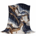 thumbnail image 6 of Navy Blue Minimalist Art Blanket Soft Cozy Warm Throw Blanket for Couch, Plush Fuzzy Flannel Fleece Blankets for Sofa, Modern Impressionist Style Bed Blankets Lightweight Gifts for Women, 32"x48", 6 of 9