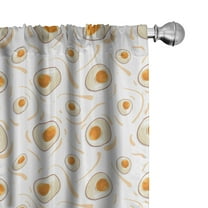 Ambesonne Egg Curtains, Fried Eggs Breakfast Pattern, Pair of 28"x63", Marigold Peach and Cream