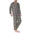 thumbnail image 2 of Salouo Bulldog And BONES Print Button-Front Long Sleeve Pajama Set for Men, Soft 2Pjs Men's Long Sleeve Sleepwear-Large, 2 of 7