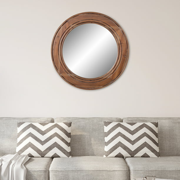 Reclaimed Wood Large Round Wall Accent, Large Circular Decorative Mirrors