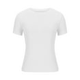 thumbnail image 3 of AherBiu Going out Tops for Women Ribbed Short Sleeve Crewneck Slim Basic Layer Summer Top Tees Shirts, 3 of 5
