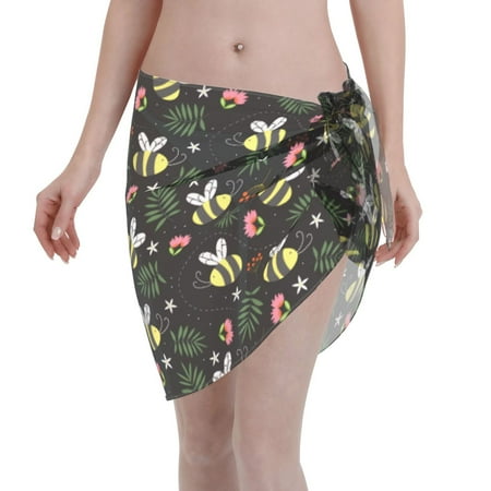 Ocsxa Bees Print Sarong Coverups For Women Bathing Suit Wrap Swimsuit Skirt Beach Bikini Cover Up Swimwear