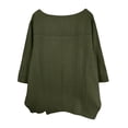 thumbnail image 4 of Holzkary Linen Shirts for Women Oversized Tshirts Women's Oversized Tshirt Casual Loose Summer Tops Fashion Irregularly High Blouse Crewneck Shirts Tees Green M, 4 of 4