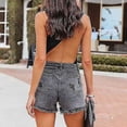 thumbnail image 4 of Women's Diamond Tassels Denim Shorts Summer High Waist Ripped Jeans Shorts With Rhinestone Fringe, 4 of 5