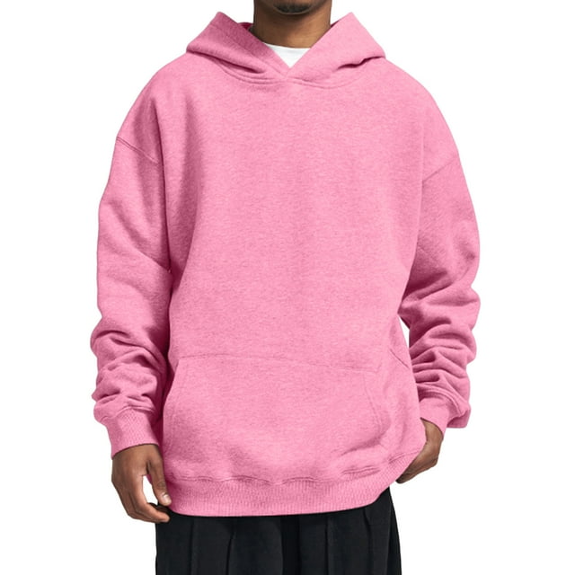 Gibobby Sudadera para Hombre Sudadera con capucha de forro polar para hombre mezcla de algodón color liso con cordón(Rosa,M)