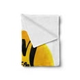 thumbnail image 2 of Inspirational Soft Flannel Fleece Blanket, Run for Fun Calligraphy Yellow Brushstrokes Backdrop Lifestyle Image, Cozy Plush for Indoor and Outdoor Use, 50" x 60", Black White Yellow, by Ambesonne, 2 of 5