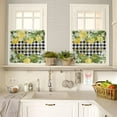 thumbnail image 4 of 3 Pieces Kitchen Curtains & Valances Set,Welcome Lemon Buffalo Plaid,Short Curtain Rod Pocket Window Curtain,Black White Summer Fruit,Window Treatment Tiers Decor (1 Panel 54"x18",2 Tiers 27.5"x36"), 4 of 6