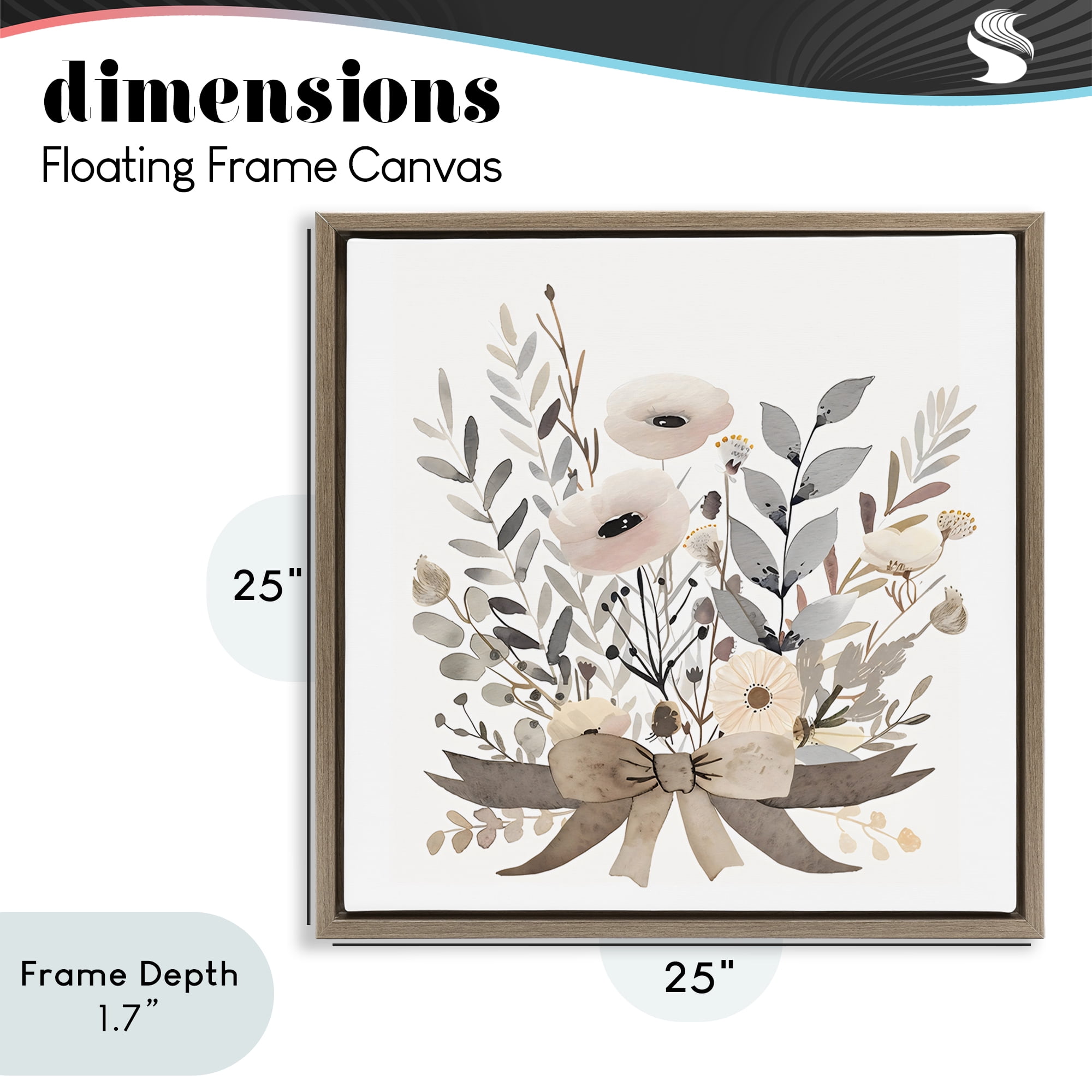 Stupell Industries Neutral Floral Bouquet Beige Brown Framed Floater Canvas Wall Art, design by Creative Studio