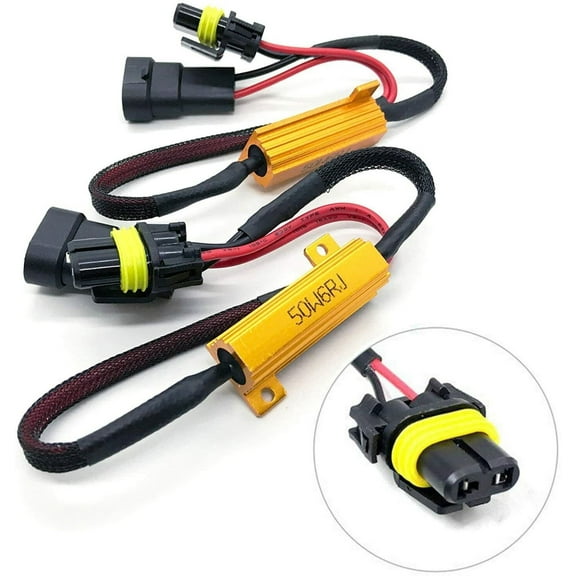 2x 9006 9005 H10 LED DRL Lamp No Error Load Resistors Wiring Harness CANBUS