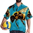 thumbnail image 4 of Starry Bees in the Sky Men's Short Sleeve Beach Shirts, Casual Printed Button Down Poplin Shirt Summer., 4 of 6